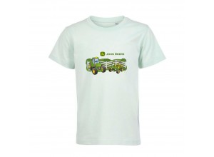 Detské tričko John Deere  s traktorom a gatorom v krémovo zelenej farbe