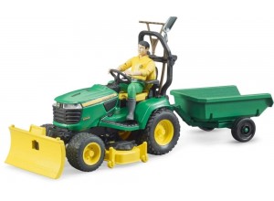 Model John Deere traktorová kosačka X949 s figurkou a príslušenstvom.