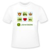 Detské tričko John Deere v bielej farbe so šiestimi obrázkami na zelenom podklade