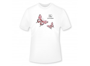 Detské tričko John Deere s obrázkom dvoch motýľov v bielej farbe