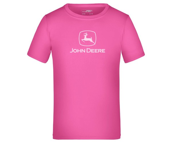 Detské športové tričko John Deere v ružovej farbe