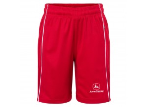 Detské športové šortky John Deere v červeno-bielej farbe