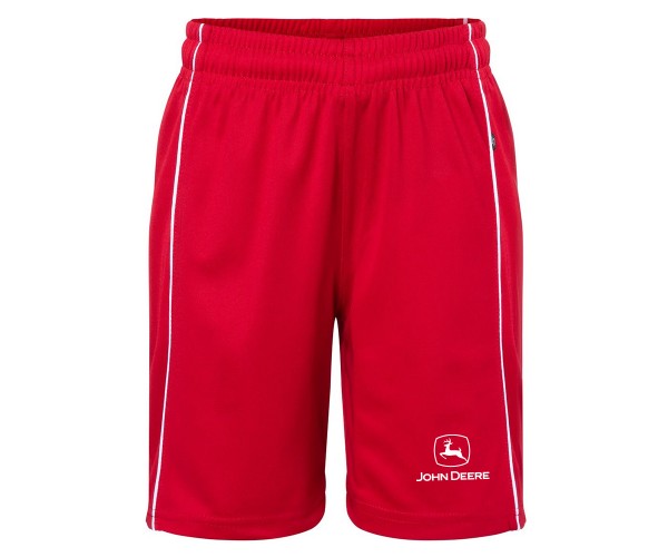 Detské športové šortky John Deere v červeno-bielej farbe
