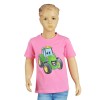 Detské tričko John Deere s obrázkom traktora Johnny v ružovej farbe