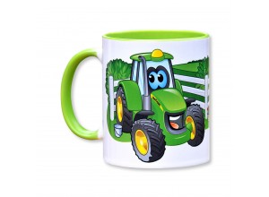 Detský hrnček John Deere s traktorčekom a gatorčekom v svetlozelenej farbe