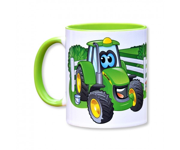 Detský hrnček John Deere s traktorčekom a gatorčekom v svetlozelenej farbe