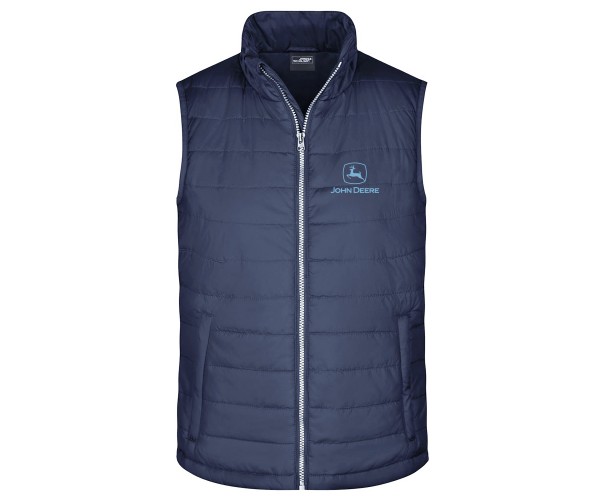 Pánska prešívaná vesta John Deere v modrej farbe, veľkosť 3XL