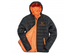 Prešívaná bunda John Deere v čierno-oranžovej farbe