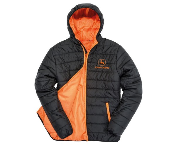 Prešívaná bunda John Deere v čierno-oranžovej farbe