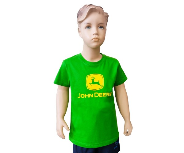 Detské tričko s veľkým logom John Deere v sviežozelenej farbe